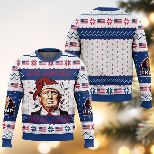 Make Christmas Great Again Ugly Sweater - Funny Patriotic Holiday Jumper