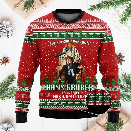 Funny Hans Gruber Christmas Sweater - Nakatomi Plaza Ugly Xmas Sweater