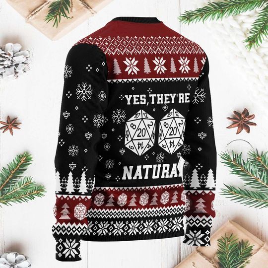 Yes They're Natural DnD Ugly Christmas Sweater, Funny Dungeons & Dragons Xmas Sweater