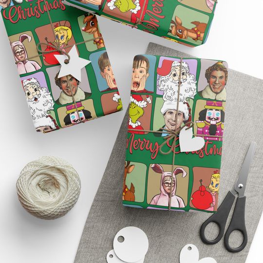 Funny Christmas Movie Wrapping Paper, Silly Xmas Gift Wrap