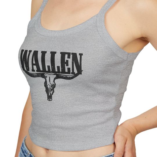 Wallen Western Spaghetti Strap Tank Top - Animal Skull Design
