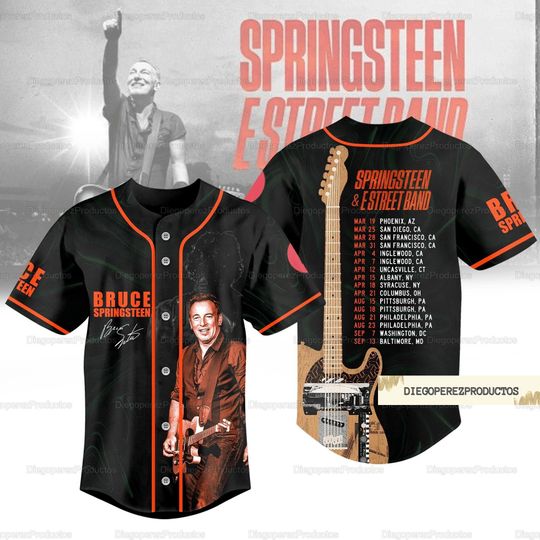 Bruce Springsteen 2024 Tour Jersey, Bruce Springsteen Baseball Jersey, Springsteen Rock Tour Shirt, Bruce Springsteen Fan Gift