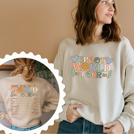 Two-Sided Retro Epcot World Tour Sweatshirt, Mickey And Friends
