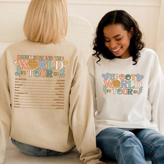 Two-Sided Retro Epcot World Tour Sweatshirt, Mickey And Friends