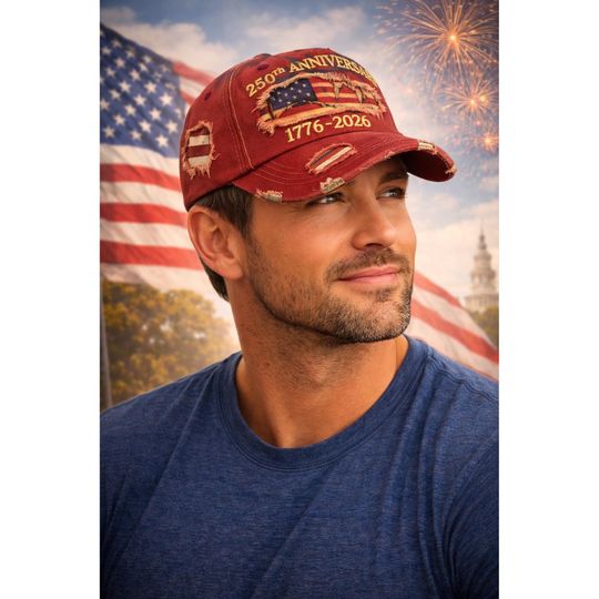 Patriotic Veteran Embroidered Hat, 250th Anniversary USA 1776-2026 Cap, Bald Eagle Military Veteran Gift, American Pride Baseball Cap