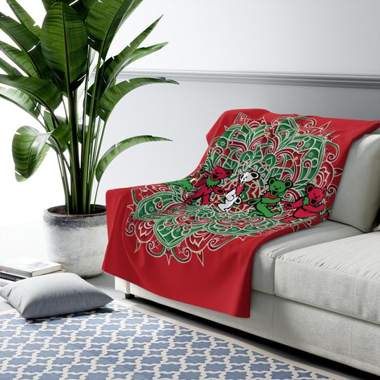 Christmas Dancing Bears Mandala Sherpa Fleece Blanket