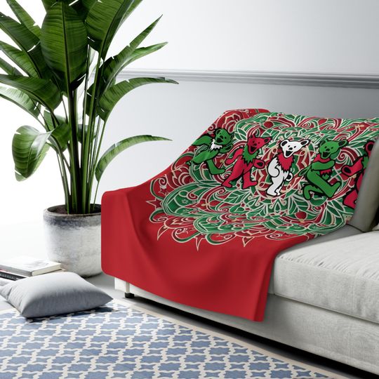 Christmas Dancing Bears Mandala Sherpa Fleece Blanket