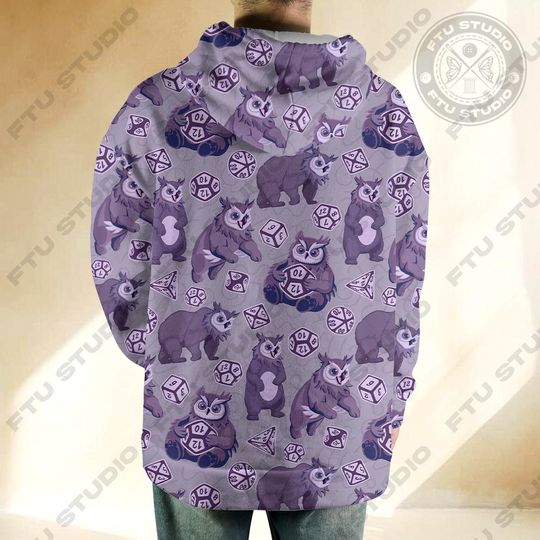 Owlbear Dice Hoodie: Funny Dungeon Master Fantasy Game