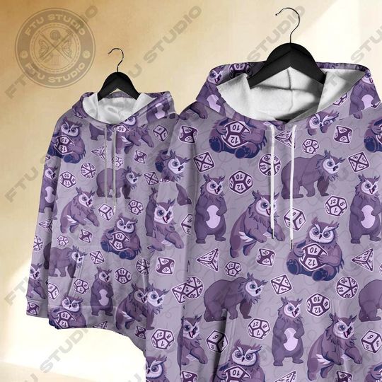 Owlbear Dice Hoodie: Funny Dungeon Master Fantasy Game