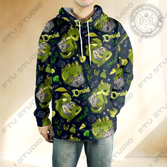Dragon Druid Hoodie: Dungeon Master Gaming Sweatshirt