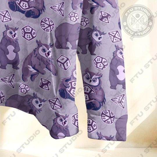 Owlbear Dice Hoodie: Funny Dungeon Master Fantasy Game