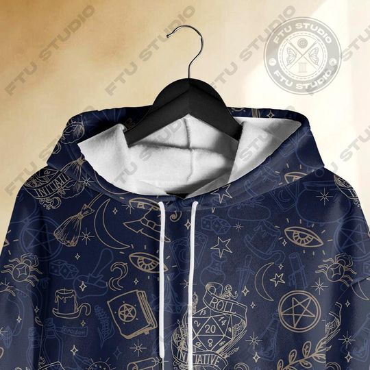 Class Wizard 3D Hoodie, Dungeon Master Gaming Hoodie, Play Gamer Gift
