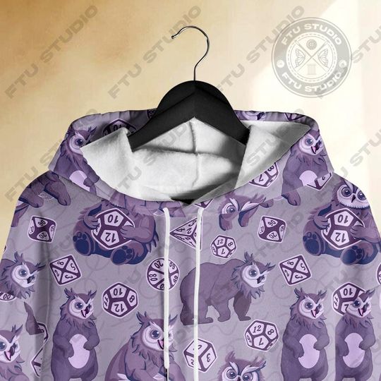 Owlbear Dice Hoodie: Funny Dungeon Master Fantasy Game