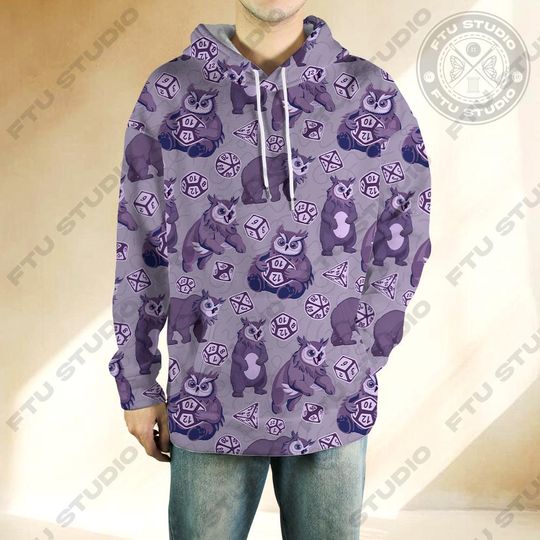 Owlbear Dice Hoodie: Funny Dungeon Master Fantasy Game