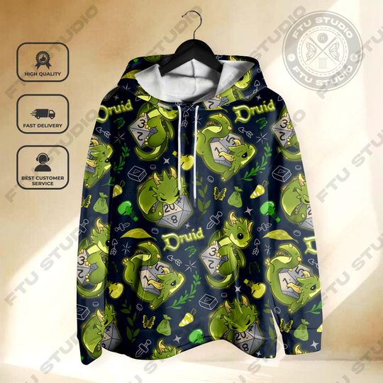 Dragon Druid Hoodie: Dungeon Master Gaming Sweatshirt