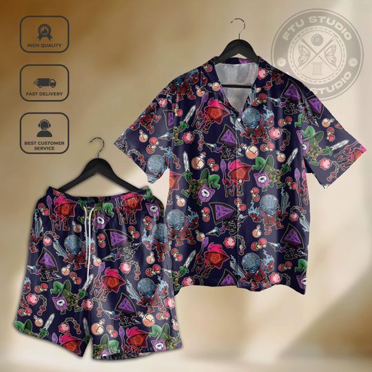 Role-Playing Dice Hawaiian Shirt and Shorts, Dungeon Master Bachelor Shirt, Role Play Gifts