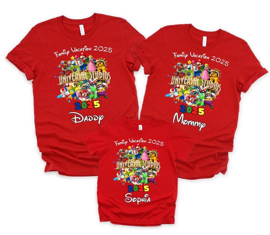 Custom Super Mario Family Vacation Shirts: Universal Studios 2025