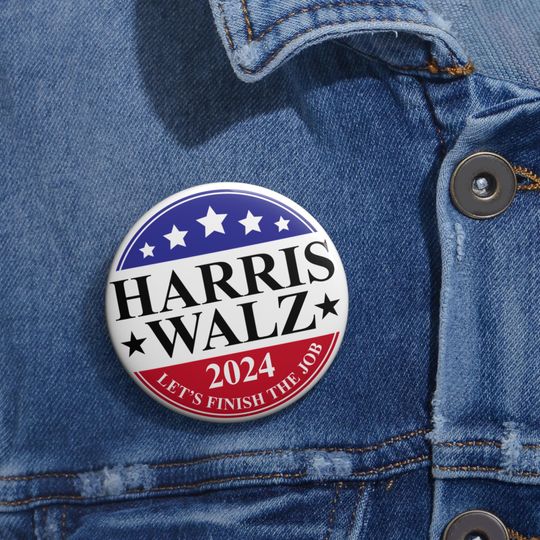Harris Walz Democrat Button Election Pinback Kamala Harris 2024