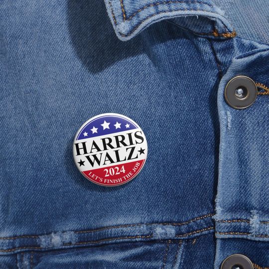 Harris Walz Democrat Button Election Pinback Kamala Harris 2024