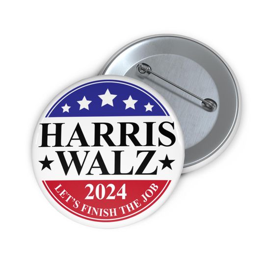Harris Walz Democrat Button Election Pinback Kamala Harris 2024