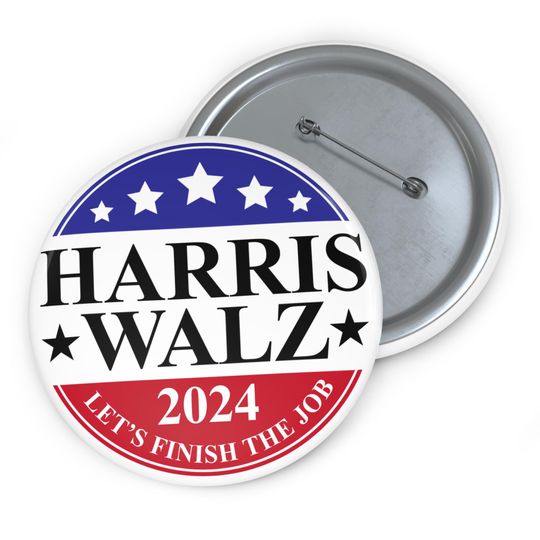 Harris Walz Democrat Button Election Pinback Kamala Harris 2024