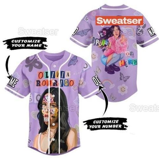 Personalized Olivia Rodrigo God Its Brotal Out Here Baseball Jersey, Olivia Rodrigo Tour, Olivia Rodrigo Gift, Baseball Shirt