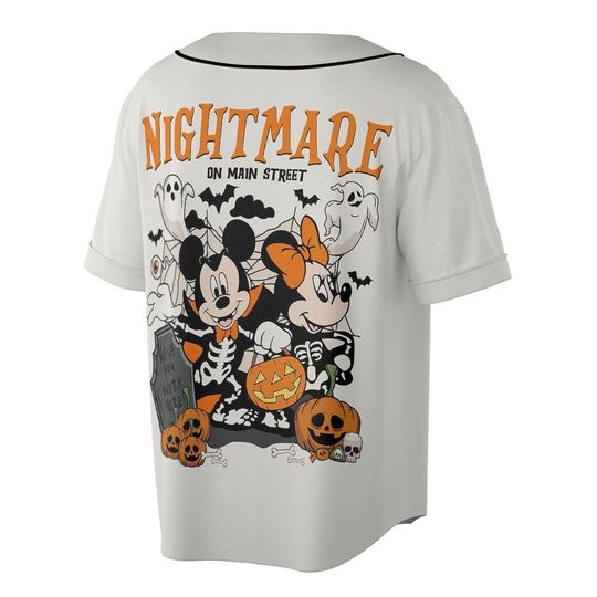 BlvckStyle Mickey Mouse Custom Name Baseball Jersey, Halloween Mickey Skeleton Horror, Magic Kingdom Gift Baseball Jersey