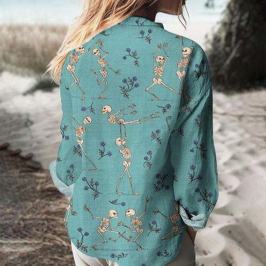 Dancing Skeleton Summer Blouse Shirt