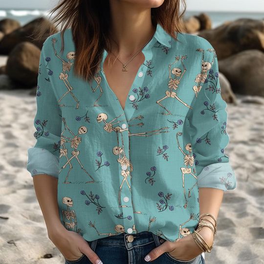 Dancing Skeleton Summer Blouse Shirt