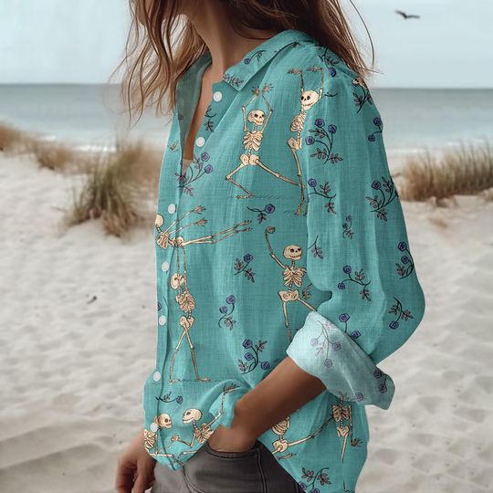Dancing Skeleton Summer Blouse Shirt