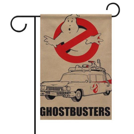 Ghostbusters Halloween Garden Flag - Iconic Logo and Ecto-1