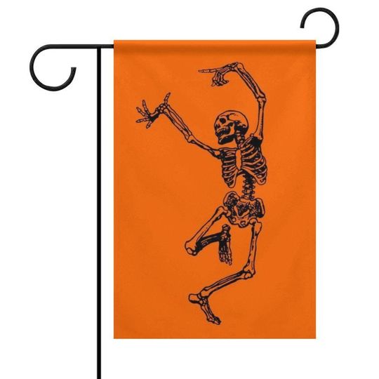 Dancing Skeleton Halloween Garden Flag - Spooky Fall Yard Decor