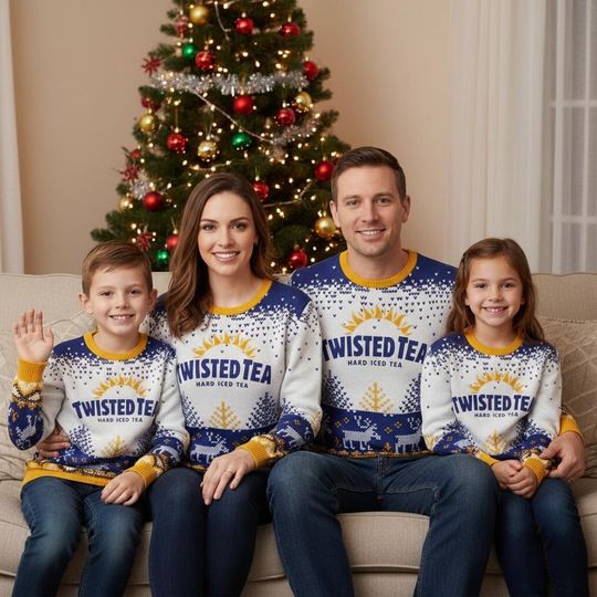 Twisted Tea Ugly Christmas Sweater, Hard Iced Tea Sweater, Drink Christmas Gift For Men Women, Xmas Holiday Gift