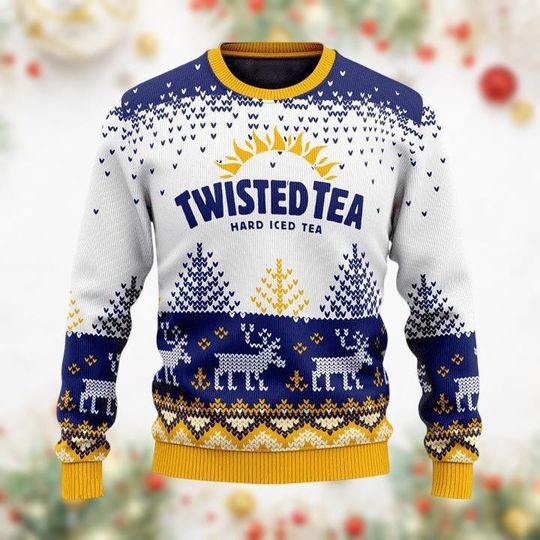 Twisted Tea Ugly Christmas Sweater, Hard Iced Tea Sweater, Drink Christmas Gift For Men Women, Xmas Holiday Gift