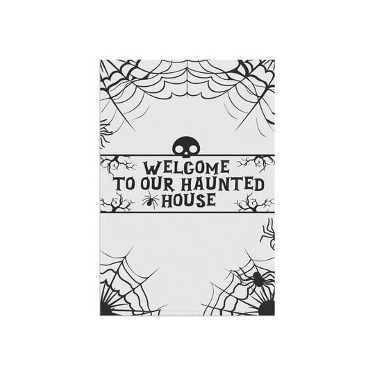Haunted House Garden Flag, Halloween Garden Flag, Welcome Flag, Spooky Flag