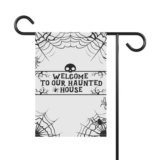 Haunted House Garden Flag, Halloween Garden Flag, Welcome Flag, Spooky Flag