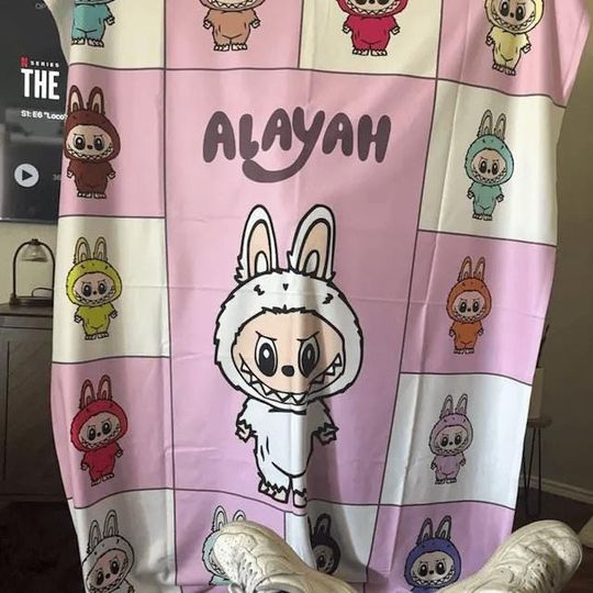Personalized Blanket With Labubu Theme, Fleece Blanket, Kid Blanket, Back To School Gift