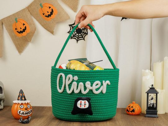 Trick or Treat Bag, Halloween Trick or Treat Basket, Trick or Treat Bucket, Halloween Candy Basket, Halloween Candy Bag, Halloween Tote