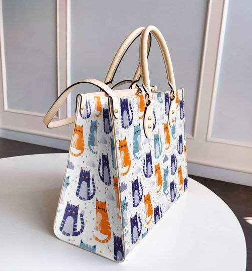 Leather Handbag Cat Leather Bag Adorable Cats