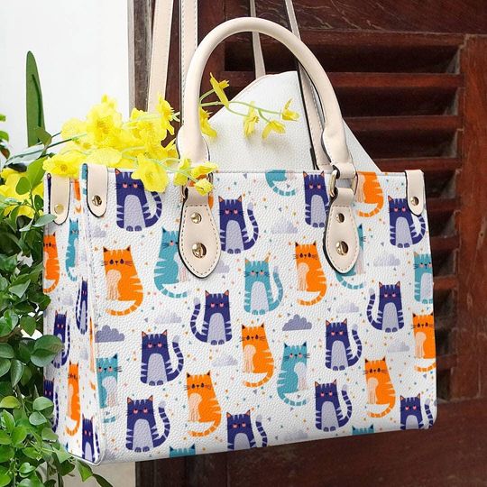 Leather Handbag Cat Leather Bag Adorable Cats