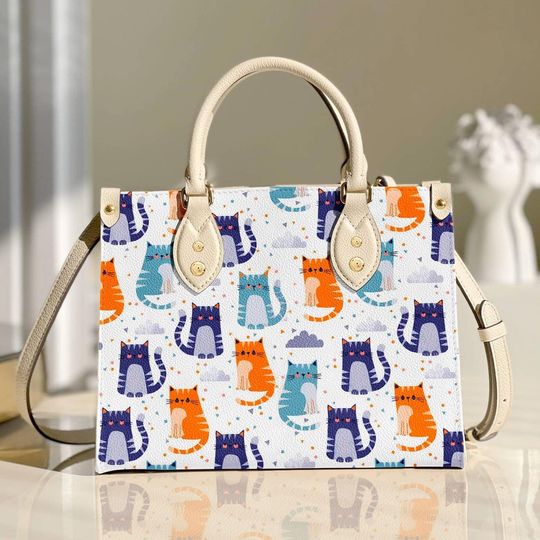 Leather Handbag Cat Leather Bag Adorable Cats