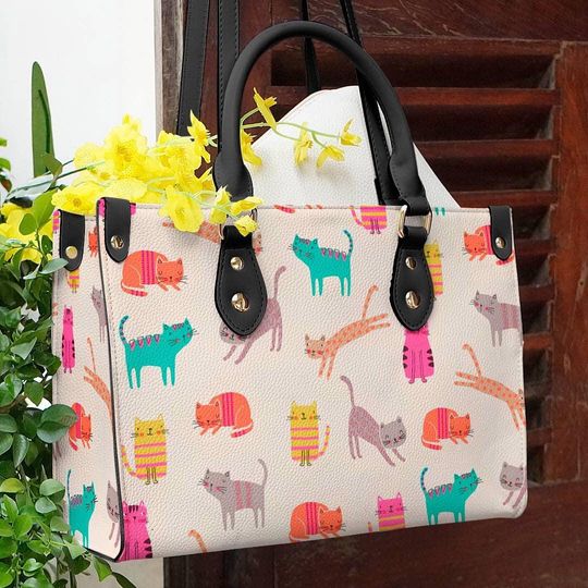 Leather Handbag Cat Leather Bag Lovely Cats
