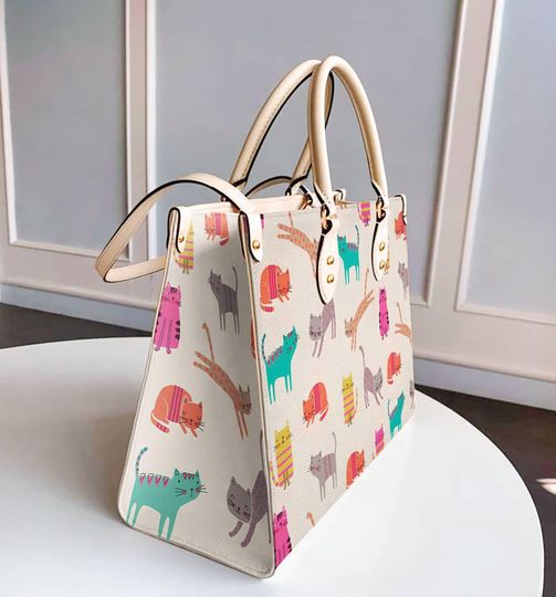 Leather Handbag Cat Leather Bag Lovely Cats