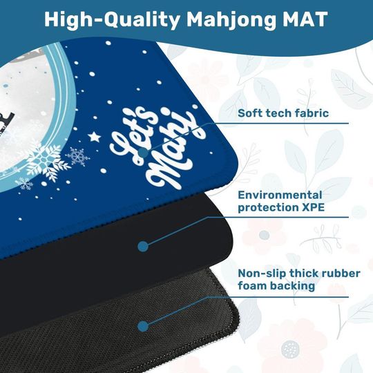 Winter Mahjong Mat – Skating Bird, Royal Blue