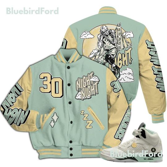 Dunkare Joins Year Of The Snake 5s Varsity Jacket, Streetwear Varsity Jacket, Seeya Skeleton All Over Print Letterman Jackets