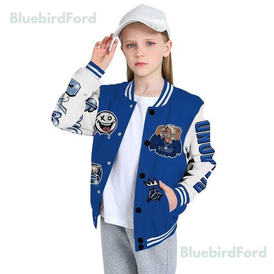 Dunkare Low Game Royal 1s Baseball Varsity Jacket - Pressures Makes Dunkare All Over Print Letterman Jackets