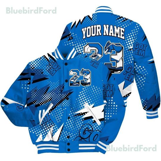 Dunkare Blueberry 12s Shirt, Streetwear Varsity Jacket, Custom Name Number 23 5s All Over Print Baseball Varsity Jacket