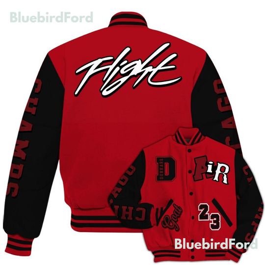 Dunkare Bred Velvet 11s Baseball Varsity Jacket, AIR Number 23 GOAT All Over Print Letterman Jackets