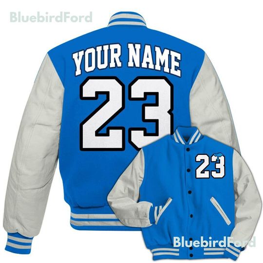 Dunkare Blueberry 12s Baseball Varsity Jacket, Custom Name Number 23 Drip All Over Print Letterman Jackets