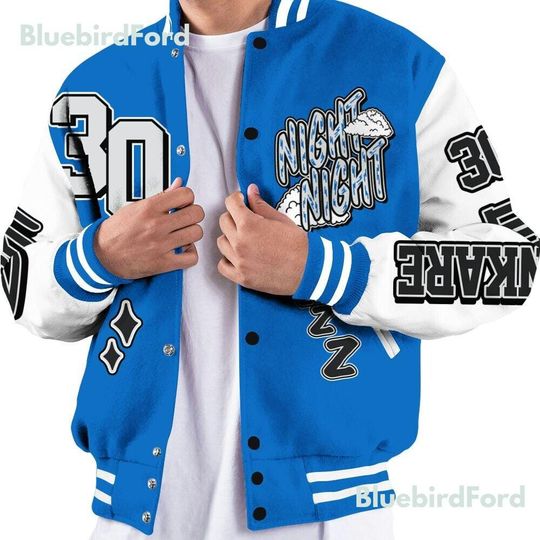 Dunkare Blueberry 12s Baseball Varsity Jacket - Seeya Skeleton All Over Print Letterman Jackets